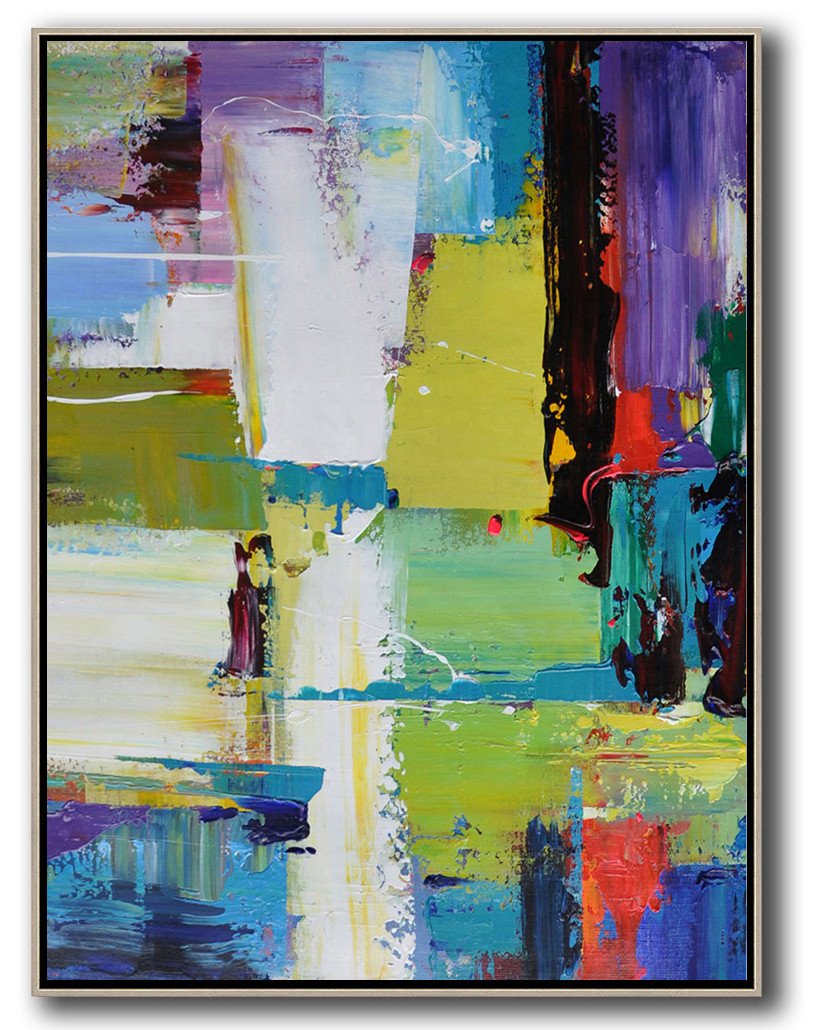 Vertical Palette Knife Contemporary Art #L2B - Cheap Wall Art Large